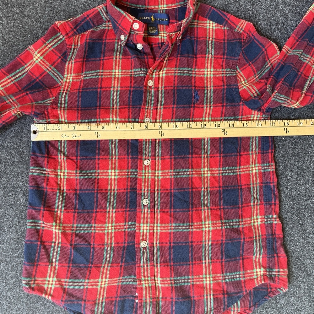 Ralph Lauren Red Plaid Cotton Flannel Long Sleeve Shirt Boys M 10/12 - Picture 7 of 7